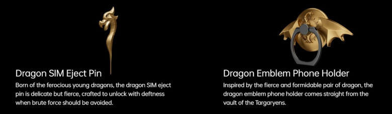Que đẩy sim và móc cầm Oppo Reno8 House of the Dragon cũng có thiết kế đặc trưng.